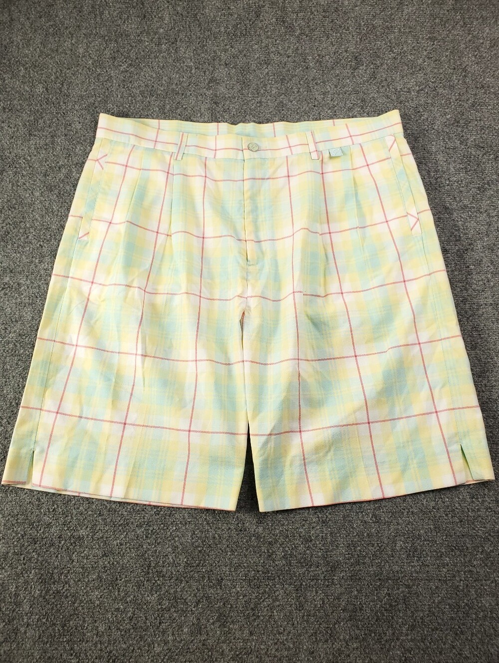 Ian Poulter IJP Designs Plaid Pleated Golf Shorts 38 Pastel Multicolor Preppy